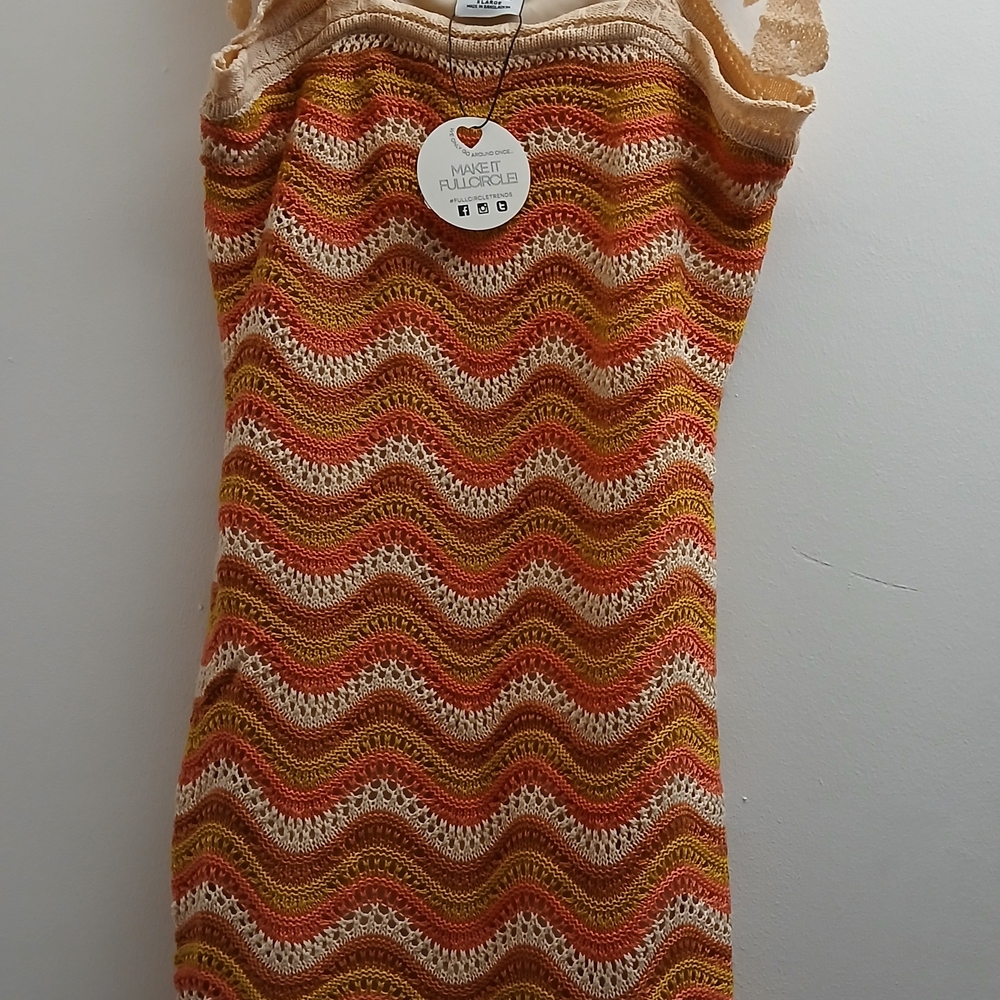 Sleeveless Wavy Stripe Knit Midi Dress in Pink and Mustard 100% Acrylic $25 - Picture 4 of 8